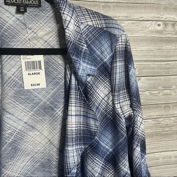 🐝 NWT Blue Plaid Waterfall Open Cardigan - Picture 4 of 5